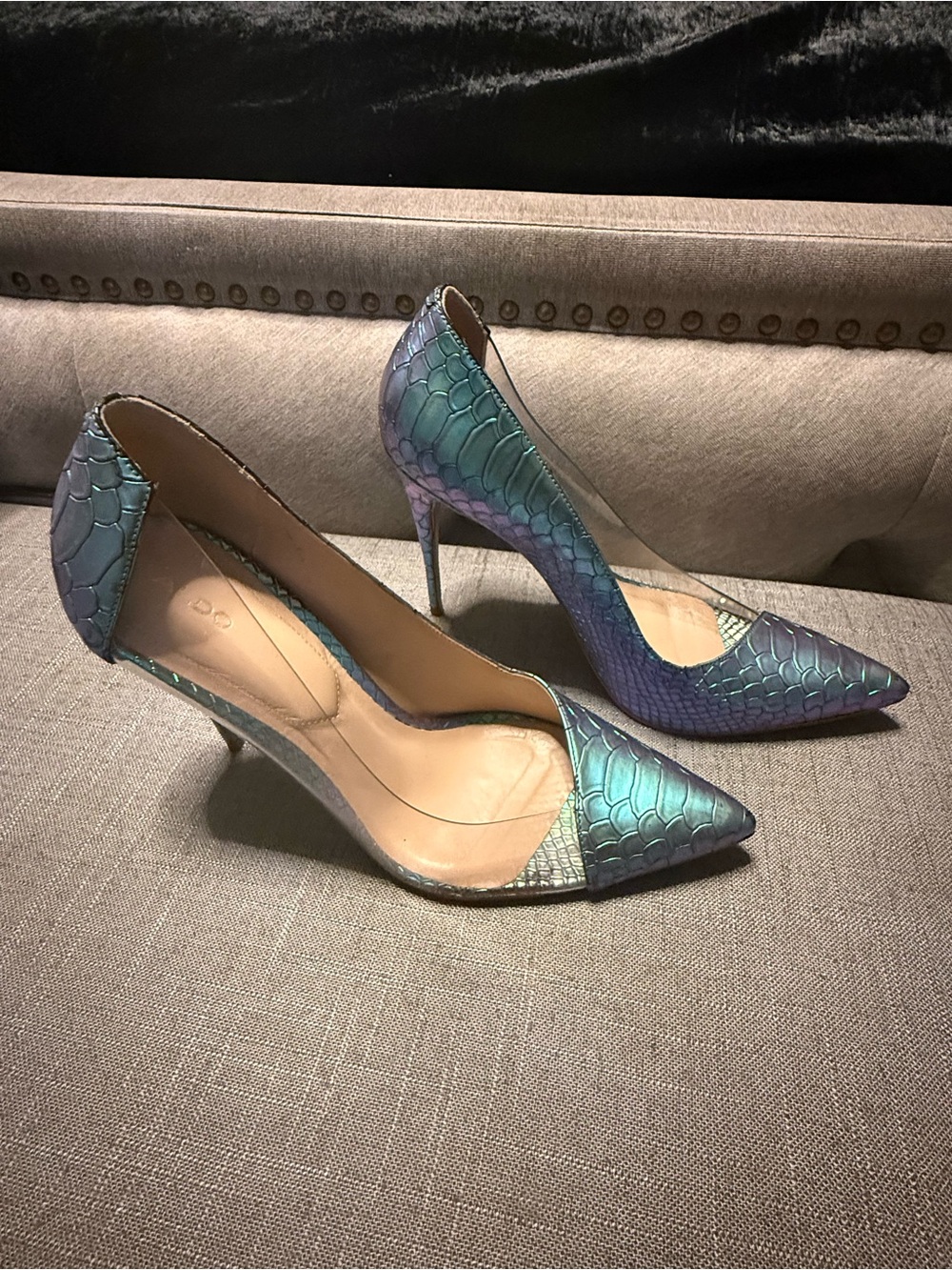 Aldo Iridescent Teal-Blue Pointed Toe Stiletto Pumps